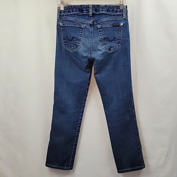 7FAM Kimmie Straight Leg Crop Jeans Medium Wash Size 25 - Picture 1 of 14